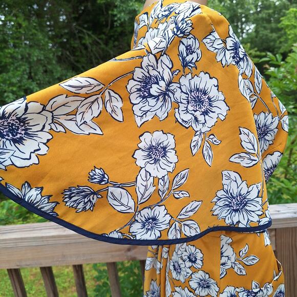 Eliza J Floral Fit & Flare Midi Dress Women's 8 Flutter Sleeve Pockets Retro - Picture 13 of 16